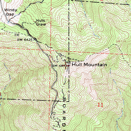 Topographic Map of Hull Mountain, CA