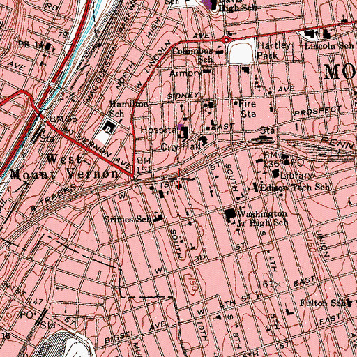 Topographic Map of French Speaking Baptist Church of Mount Vernon, NY