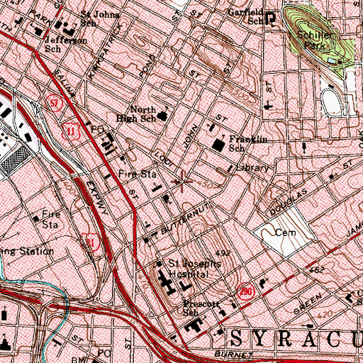 Topographic Map of Friedens Evangelical and Reformed United Church, NY