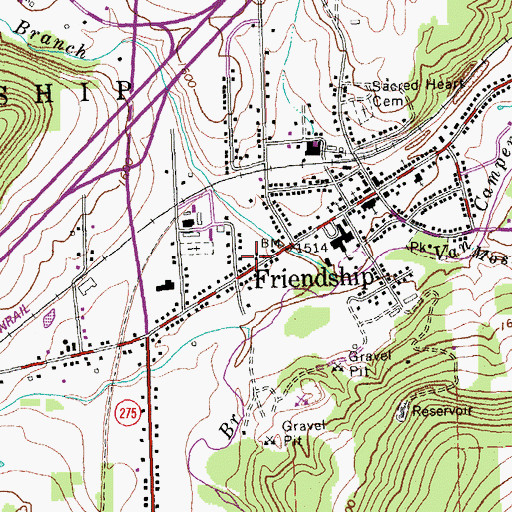 Topographic Map of Friendship Church of God, NY