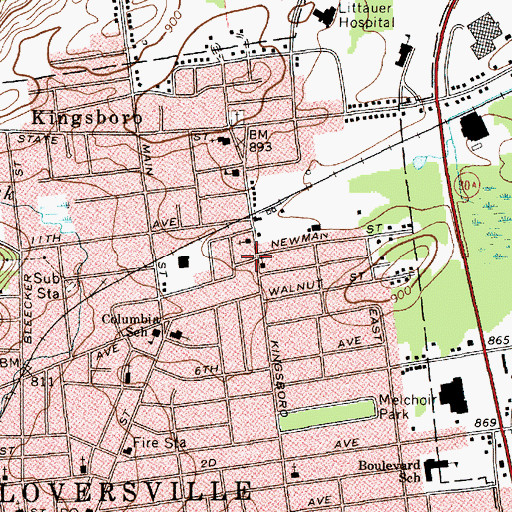 Topographic Map of Gateway Pentecostal Church, NY