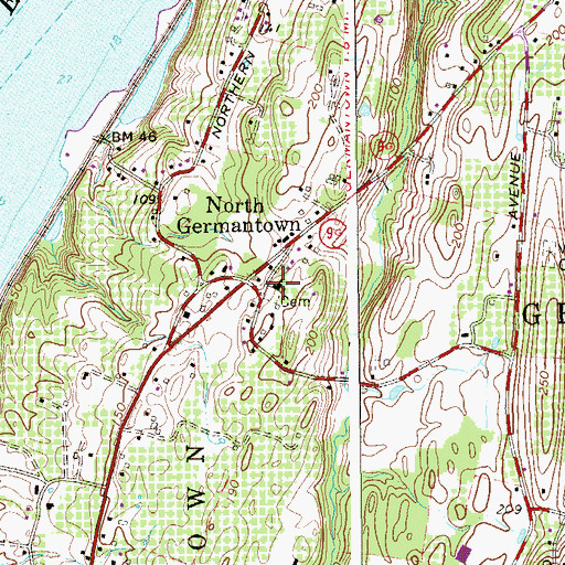 Topographic Map of Germantown United Methodist Church, NY