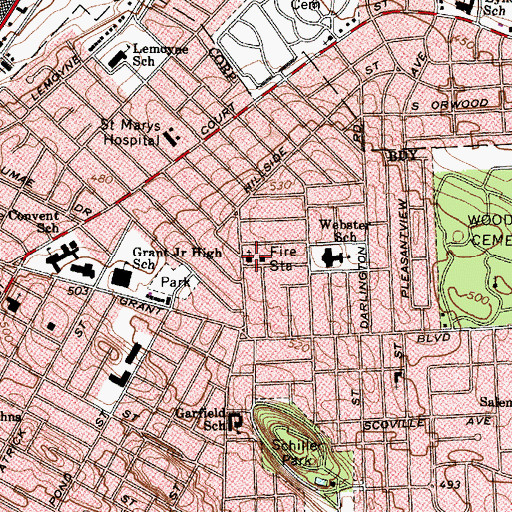 Topographic Map of Gethsemane United Methodist Church, NY