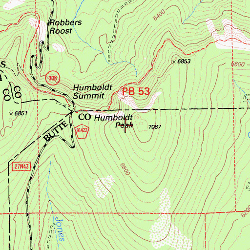 Topographic Map of Humboldt Peak, CA