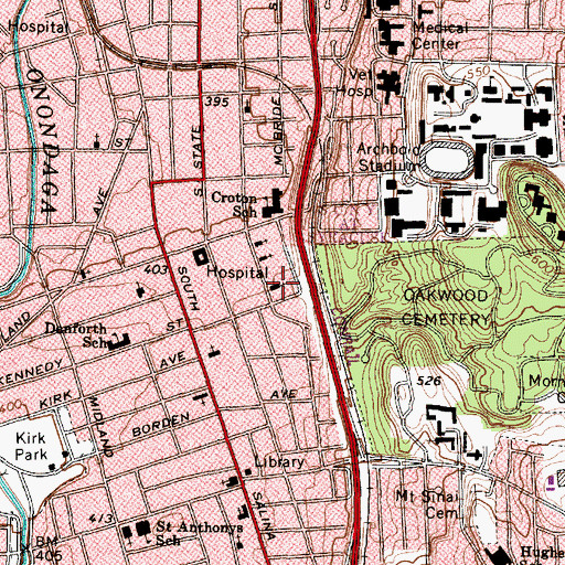 Topographic Map of Gospel Temple Church of God, NY