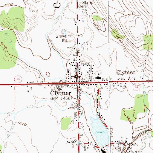 Topographic Map of North Clymer United Methodist Church, NY