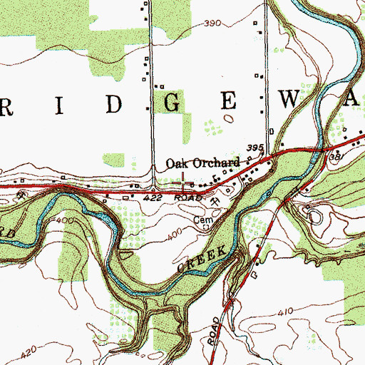Topographic Map of Oak Orchard Assembly of God, NY