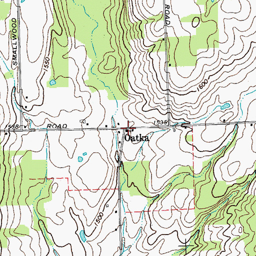 Topographic Map of Oatka Baptist Church, NY