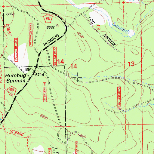 Topographic Map of Humbug Summit, CA