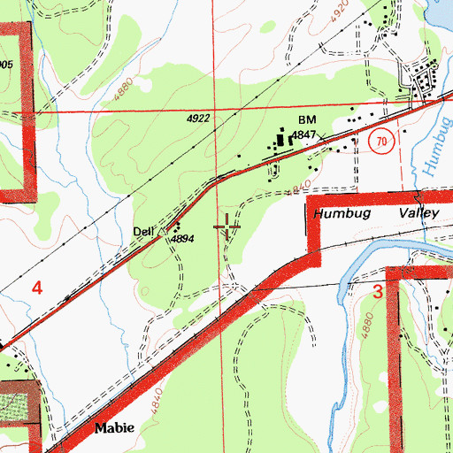 Topographic Map of Humbug Valley, CA