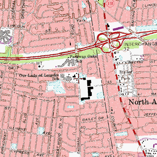 Topographic Map of Our Lady of Lourdes Roman Catholic Church, NY