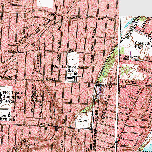Topographic Map of Our Lady of Mercy Church, NY