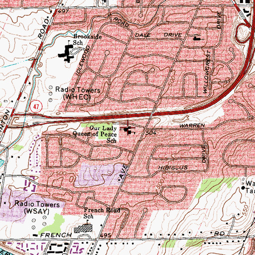Topographic Map of Our Lady Queen of Peace, NY