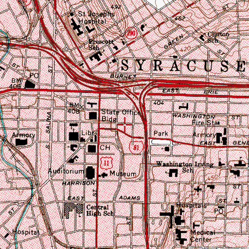 Topographic Map of Park Central Presbyterian Church, NY