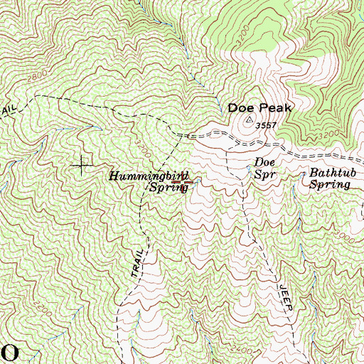 Topographic Map of Hummingbird Spring, CA