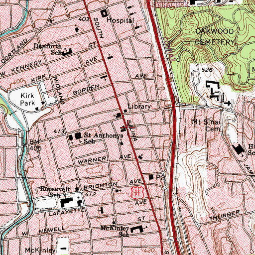 Topographic Map of Peoples African Methodist Episcopal Zion Church, NY