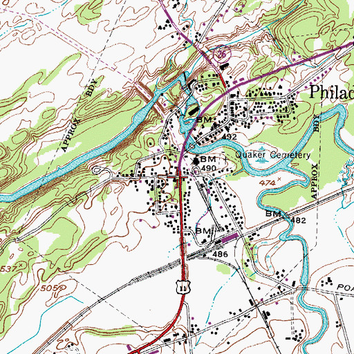 Topographic Map of Philadelphia United Methodist Church, NY