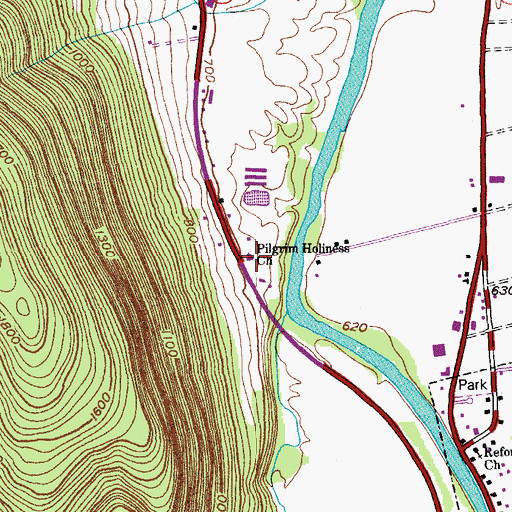 Topographic Map of Pilgrim Holiness Church, NY