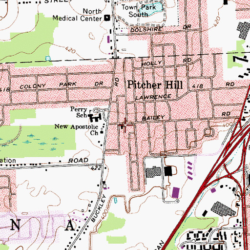 Topographic Map of Pitcher Hill Community Church, NY