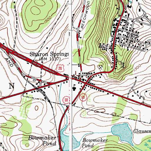 Topographic Map of Sharon Springs United Methodist Church, NY