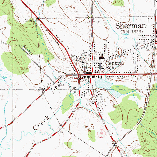 Topographic Map of Sherman Assembly of God Church, NY