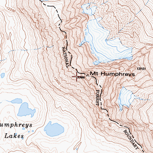 Topographic Map of Mount Humphreys, CA