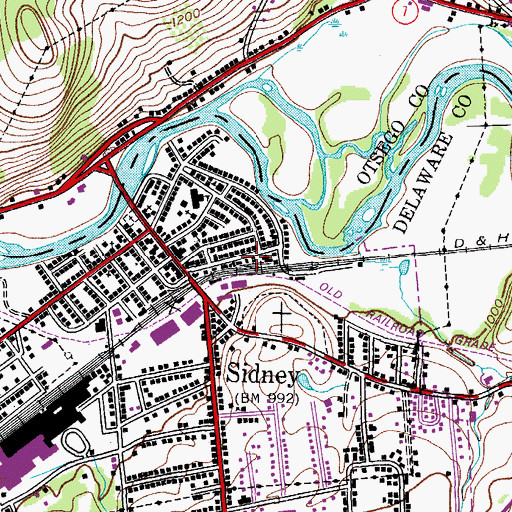 Topographic Map of Sidney Church of Christ, NY