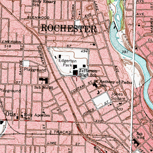 Topographic Map of Sinai Pentecostal Church, NY
