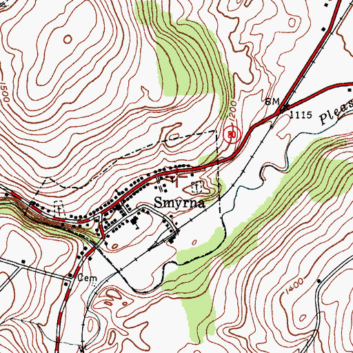 Topographic Map of Smyrna Baptist Church, NY