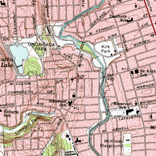 Topographic Map of Southside Church of Christ, NY