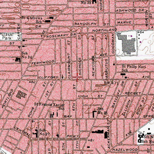 Topographic Map of Spanish Seventh Day Adventist Church, NY