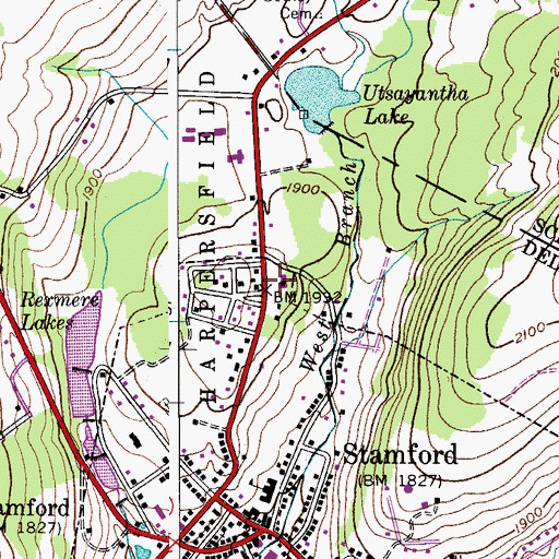 Topographic Map of Stamford Baptist Church, NY