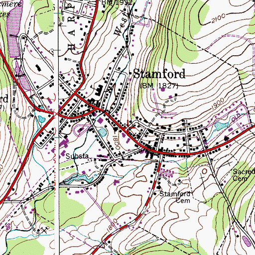 Topographic Map of Stamford First Presbyterian Church, NY
