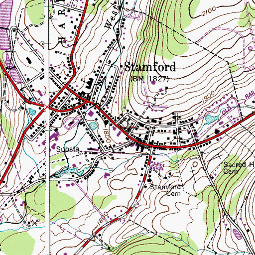 Topographic Map of Stamford United Methodist Church, NY