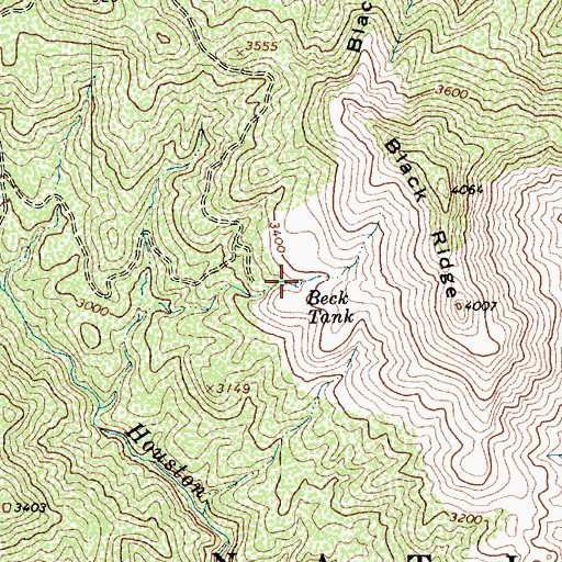Topographic Map of Beck Tank, AZ