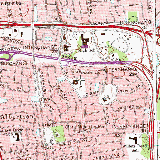 Topographic Map of Temple Sinai of Rosyln, NY