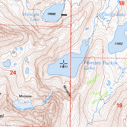 Topographic Map of Hungry Packer Lake, CA