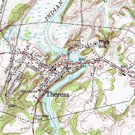 Topographic Map of Theresa Presbyterian Church, NY