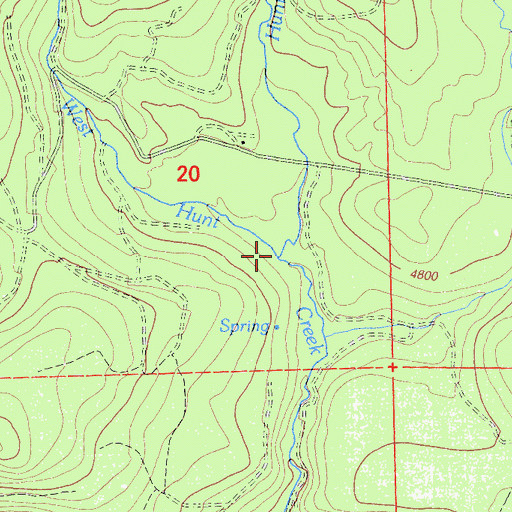 Topographic Map of Hunt Creek, CA