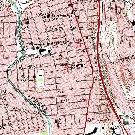 Topographic Map of Trinity Church of God and Christ, NY