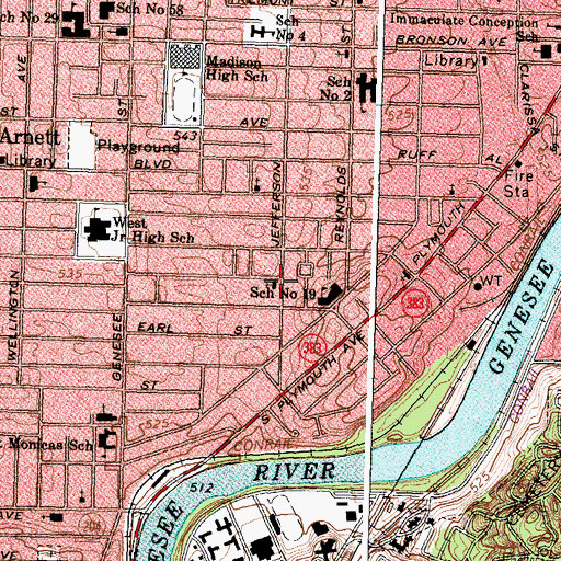 Topographic Map of Trinity Emmanuel Presbyterian Church, NY