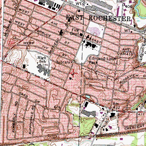 Topographic Map of Trinity Evangelical Lutheran Church, NY
