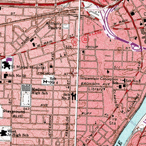 Topographic Map of Trinity Missionary Baptist Church, NY