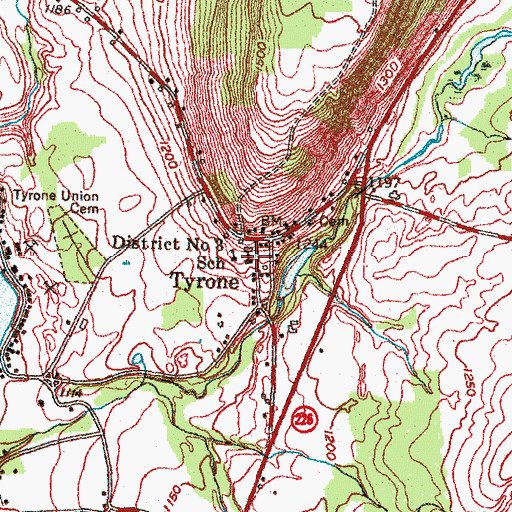 Topographic Map of Tyrone United Methodist Church, NY