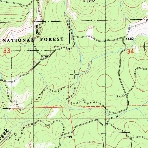 Topographic Map of Hunter Creek, CA