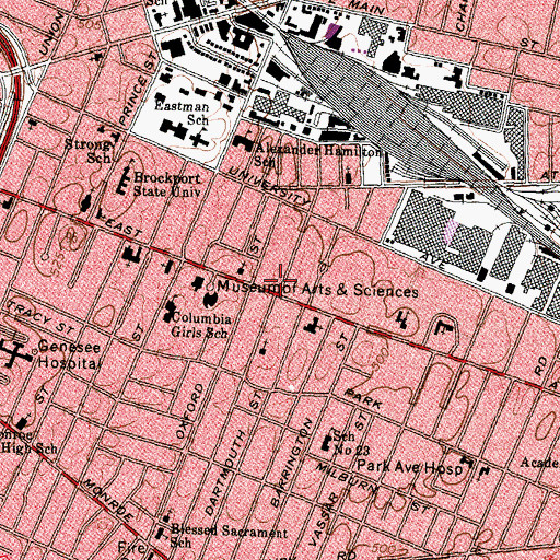 Topographic Map of Unitarian Church of Rochester, NY