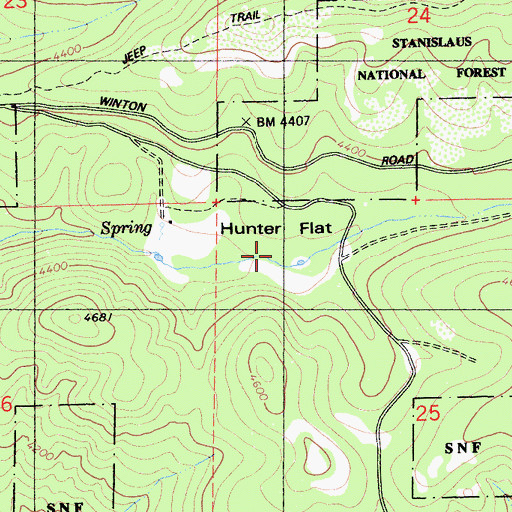 Topographic Map of Hunter Flat, CA
