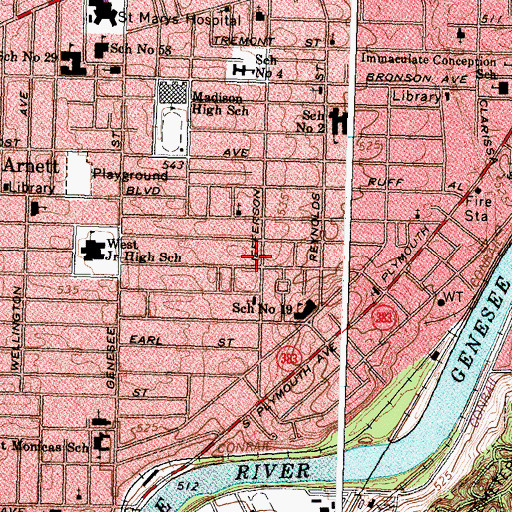 Topographic Map of Graves Christian Methodist Episcopal Church, NY
