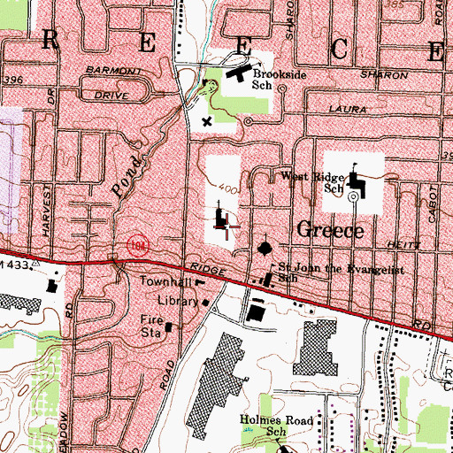 Topographic Map of Greece Baptist Church, NY