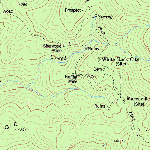 Topographic Map of Hunter Mine, CA
